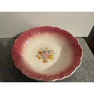 Vintage 10 inch Floral Design Serving Bowl   1457